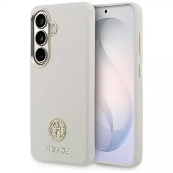 Guess Rhinestone Round Logo MagSafe Case für Samsung Galaxy S26 Beige