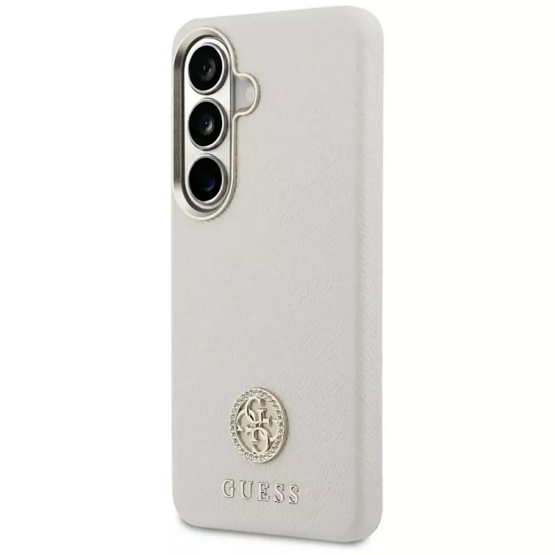 Guess Rhinestone Round Logo MagSafe Case für Samsung Galaxy S26 Beige