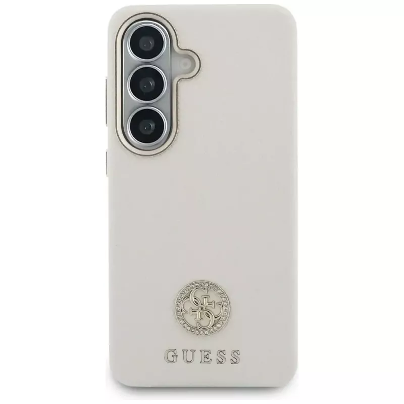 Guess Rhinestone Round Logo MagSafe Case für Samsung Galaxy S26 Beige