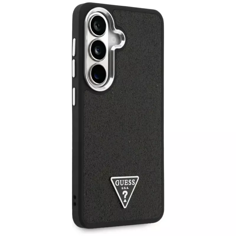 Guess Fixed Glitter Triangle MagSafe Case für Samsung Galaxy S26+ Schwarz