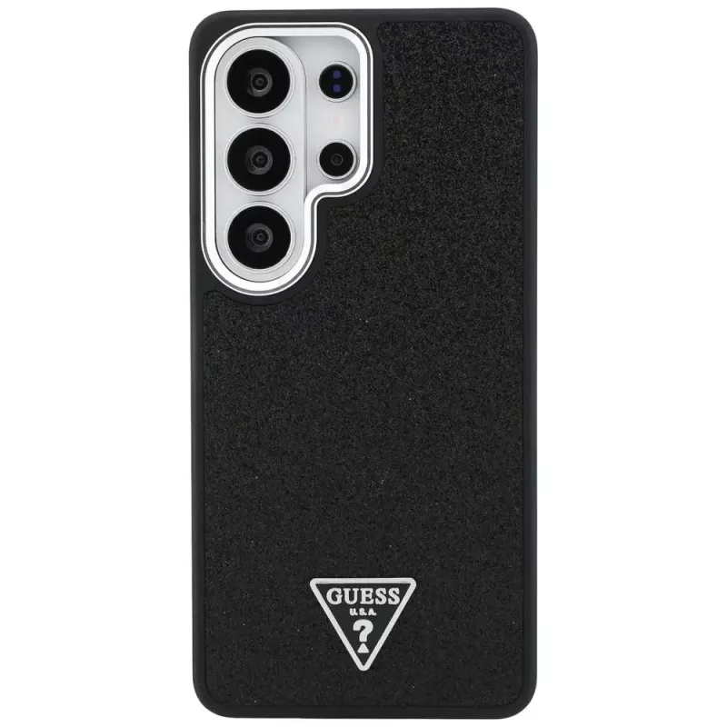 Guess Fixed Glitter Triangle MagSafe Case für Samsung Galaxy S26 Ultra, Schwarz