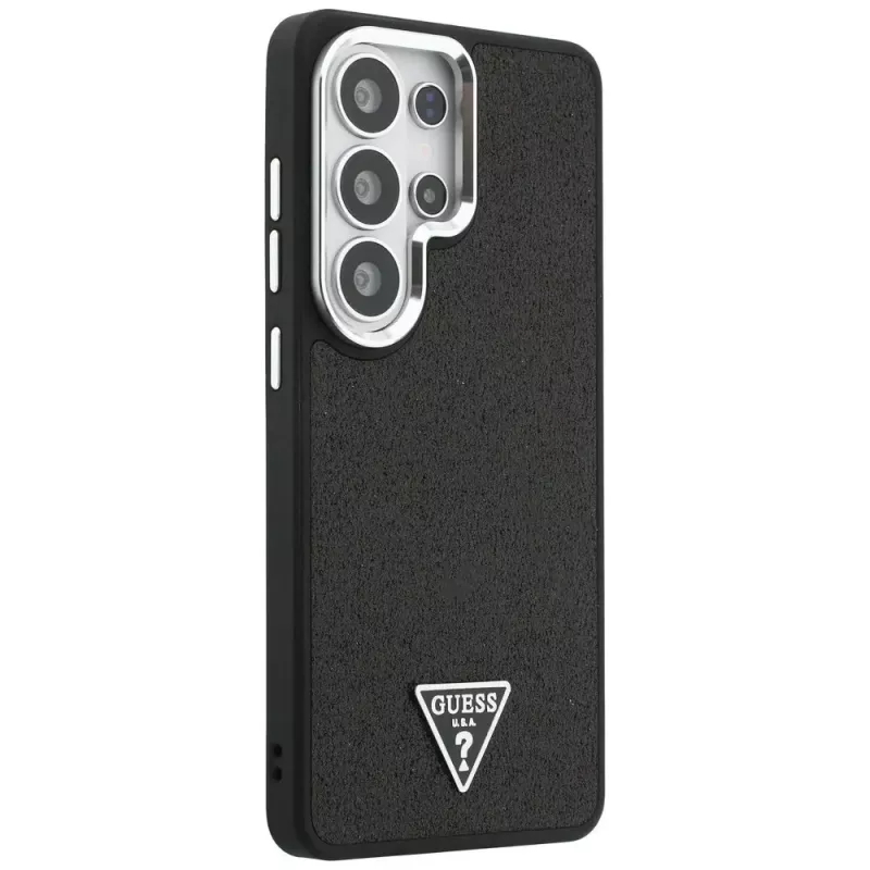 Guess Fixed Glitter Triangle MagSafe Case für Samsung Galaxy S26 Ultra, Schwarz