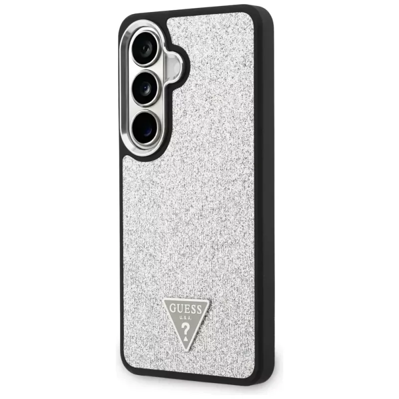 Guess Fixed Glitter Triangle MagSafe Case für Samsung Galaxy S26 - Silber