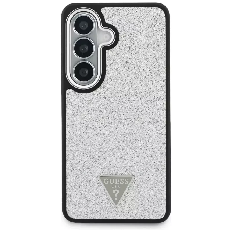 Guess Fixed Glitter Triangle MagSafe Case für Samsung Galaxy S26 - Silber