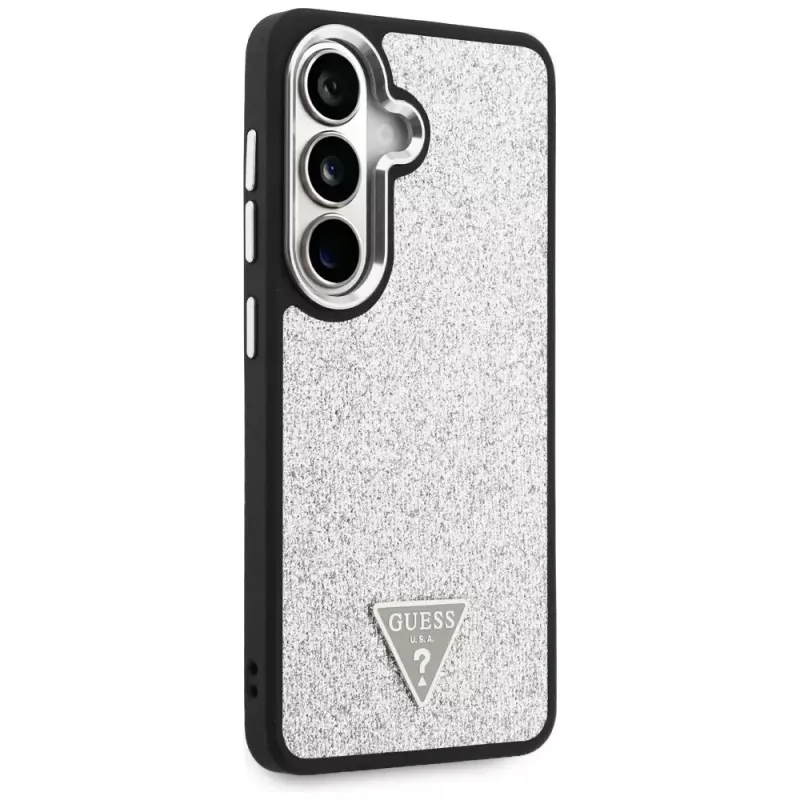 Guess Fixed Glitter Triangle MagSafe Case für Samsung Galaxy S26 - Silber