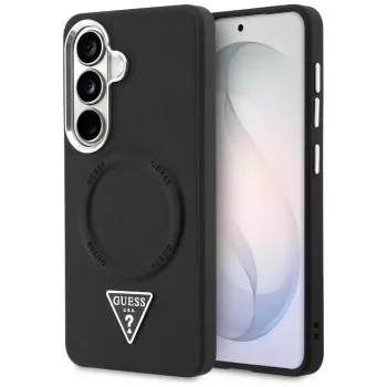 Guess Embossed Ring Triangle Logo MagSafe Case für Samsung Galaxy S26 Schwarz