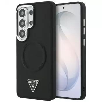 Guess Embossed Ring Triangle Logo MagSafe Case für Samsung Galaxy S26 Ultra Schwarz
