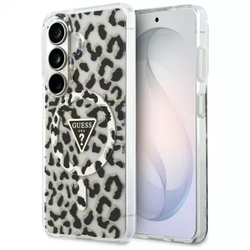 Guess IML Leopard Print Triangle MagSafe Case für Samsung Galaxy S26, Schwarz