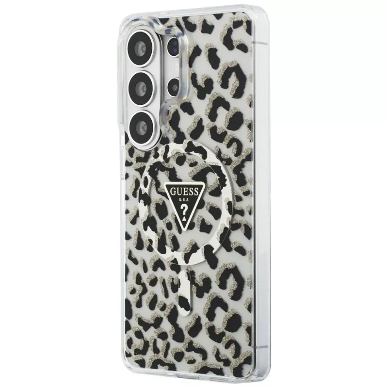 Guess IML Leopard Print Triangle MagSafe Case für Samsung Galaxy S26 Ultra (Schwarz)