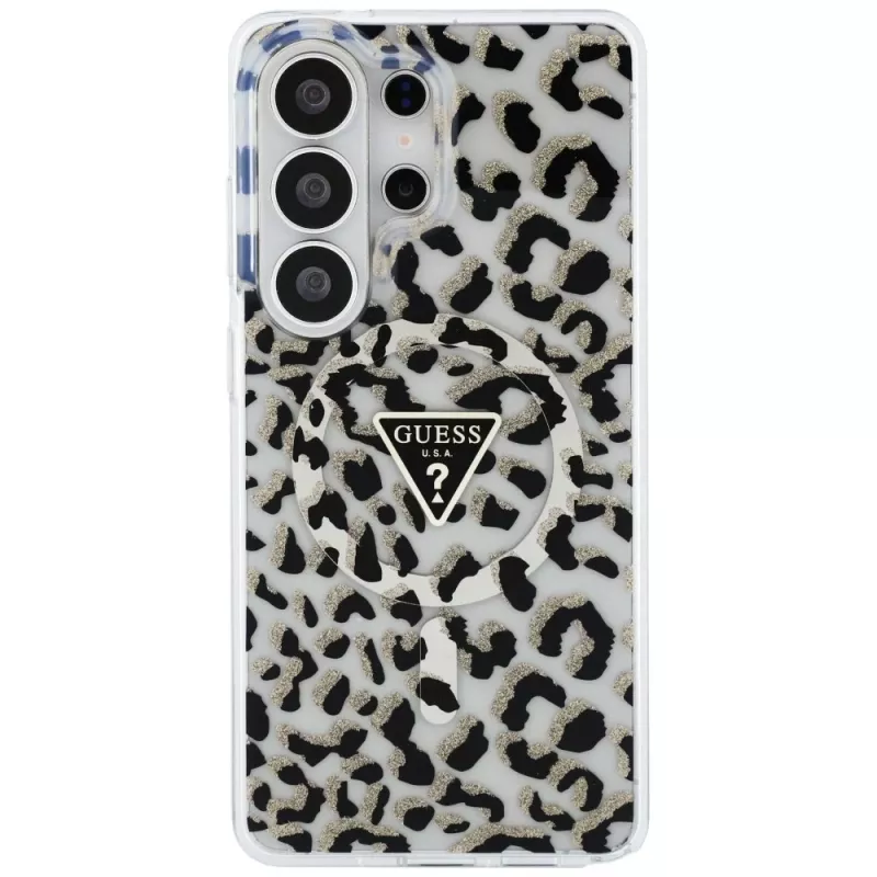 Guess IML Leopard Print Triangle MagSafe Case für Samsung Galaxy S26 Ultra (Schwarz)