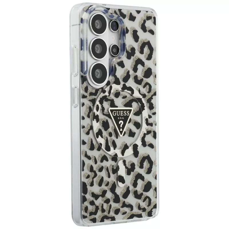 Guess IML Leopard Print Triangle MagSafe Case für Samsung Galaxy S26 Ultra (Schwarz)