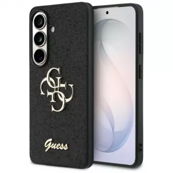 Guess Fixed Glitter Big 4G Metal Logo Case für Samsung Galaxy S26 (Schwarz)