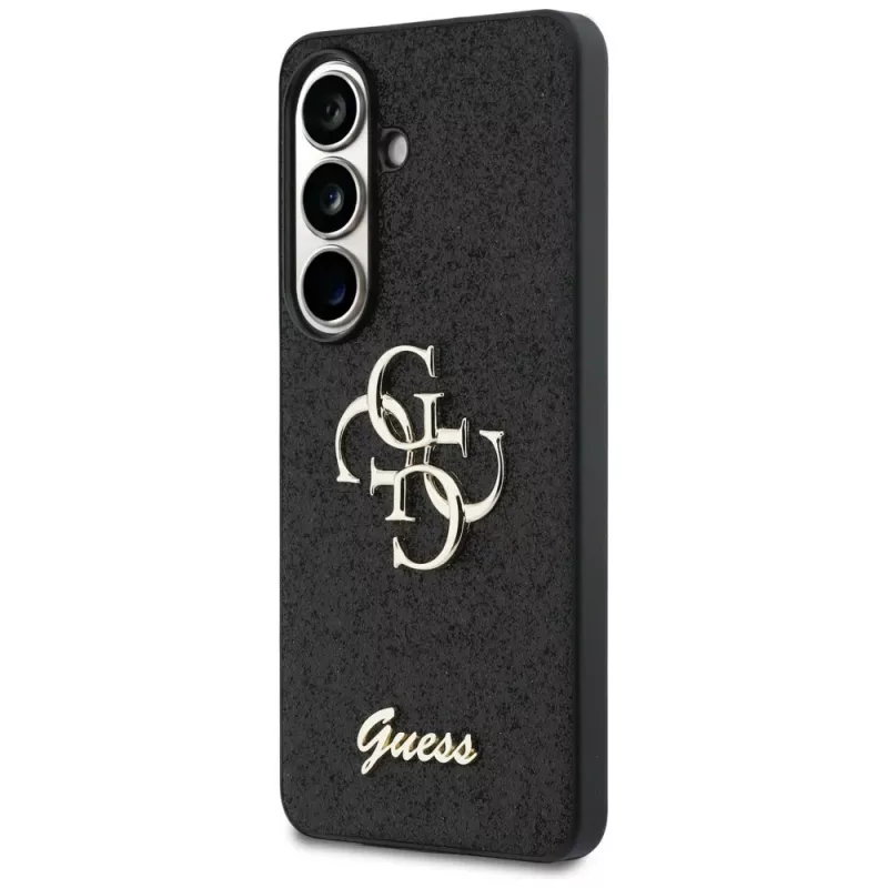 Guess Fixed Glitter Big 4G Metal Logo Case für Samsung Galaxy S26 (Schwarz)