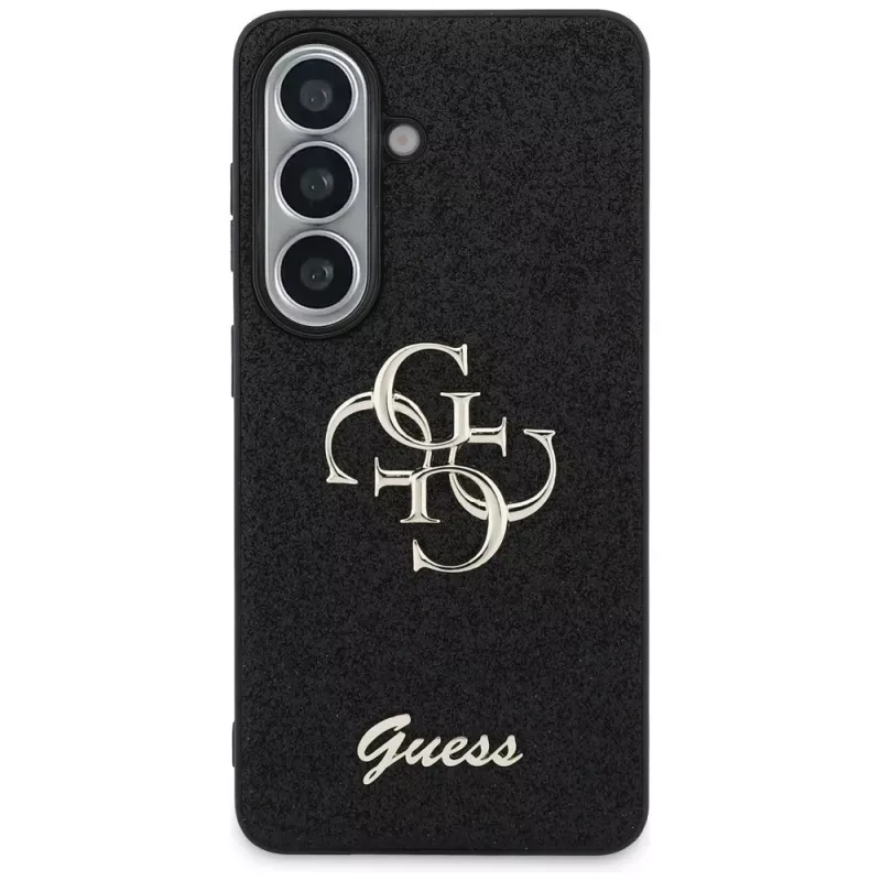 Guess Fixed Glitter Big 4G Metal Logo Case für Samsung Galaxy S26 (Schwarz)