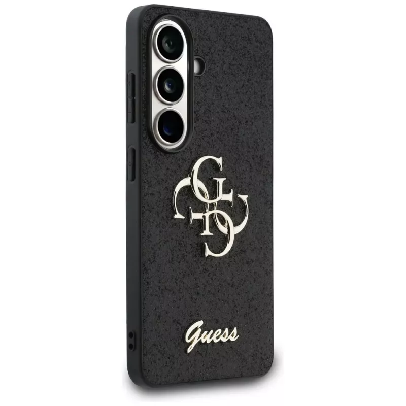 Guess Fixed Glitter Big 4G Metal Logo Case für Samsung Galaxy S26 (Schwarz)