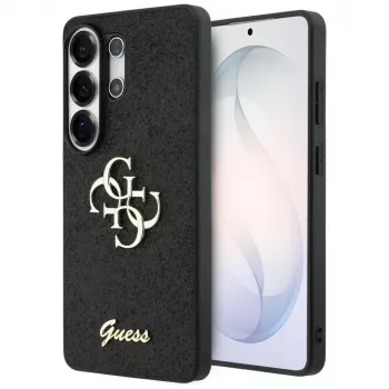 Guess Fixed Glitter Big 4G Metal Logo Case für Samsung Galaxy S26 Ultra (Schwarz)