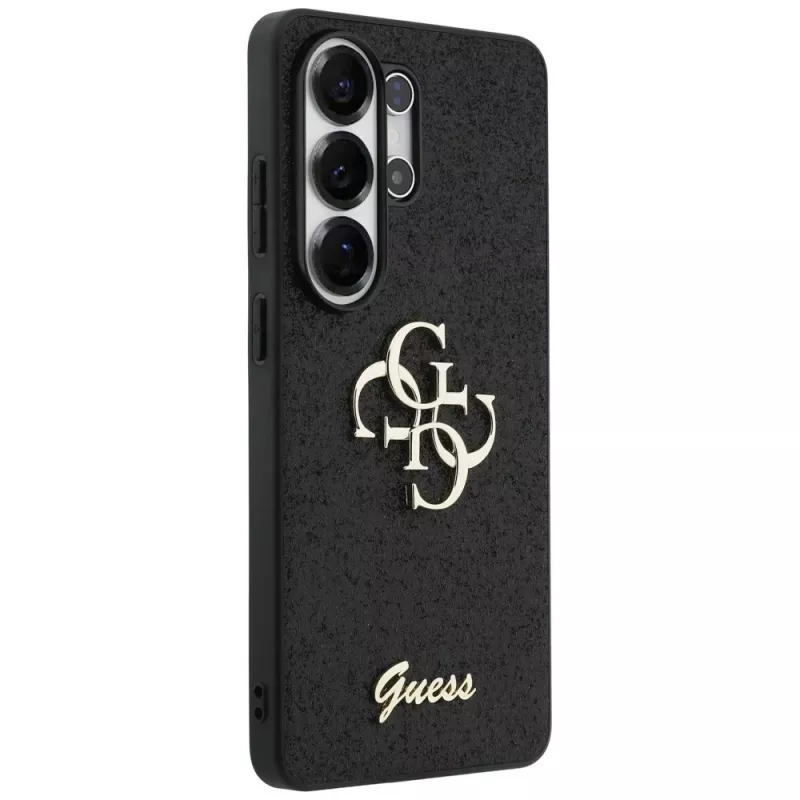 Guess Fixed Glitter Big 4G Metal Logo Case für Samsung Galaxy S26 Ultra (Schwarz)
