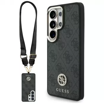 Guess 4G Big Rhinestone Triangle Strap MagSafe Case Kit für Samsung Galaxy S26 Ultra - Schwarz
