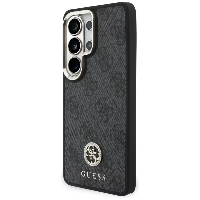 Guess 4G Big Rhinestone Triangle Strap MagSafe Case Kit für Samsung Galaxy S26 Ultra - Schwarz