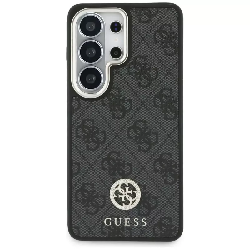 Guess 4G Big Rhinestone Triangle Strap MagSafe Case Kit für Samsung Galaxy S26 Ultra - Schwarz