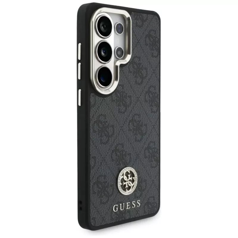 Guess 4G Big Rhinestone Triangle Strap MagSafe Case Kit für Samsung Galaxy S26 Ultra - Schwarz