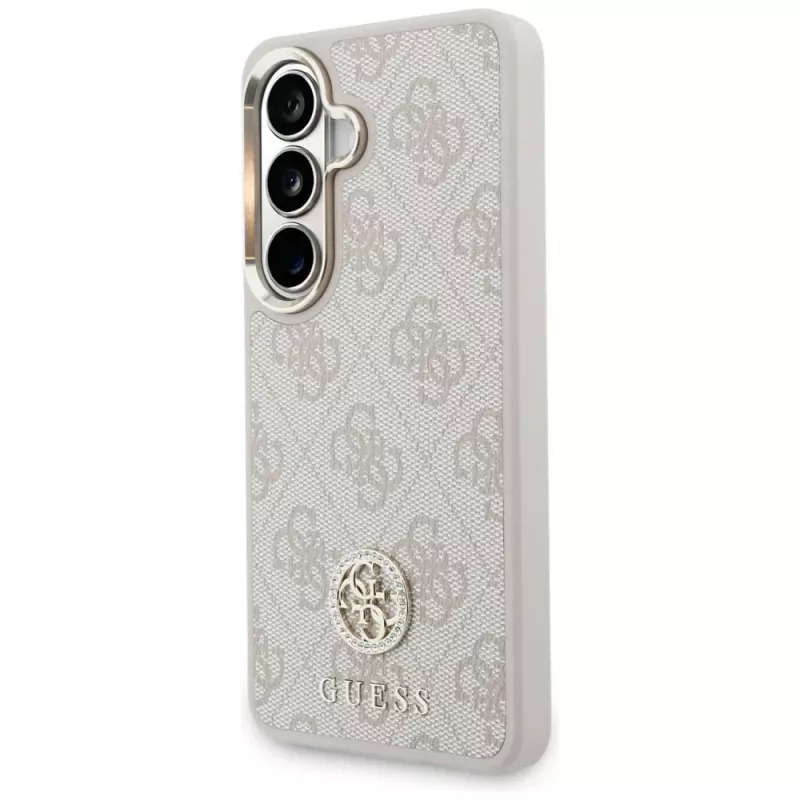 Guess 4G Big Rhinestone Triangle Strap MagSafe Phone Case & Lanyard Set for Samsung Galaxy S26, Pink