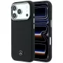 Mercedes Leather Semi Wrap Wood Effect MagSafe Case für iPhone 17 Pro Max Schwarz
