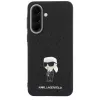 Karl Lagerfeld Fixed Glitter Ikonik Logo Metal Pin Back Cover für Samsung Galaxy A57 5G, Schwarz