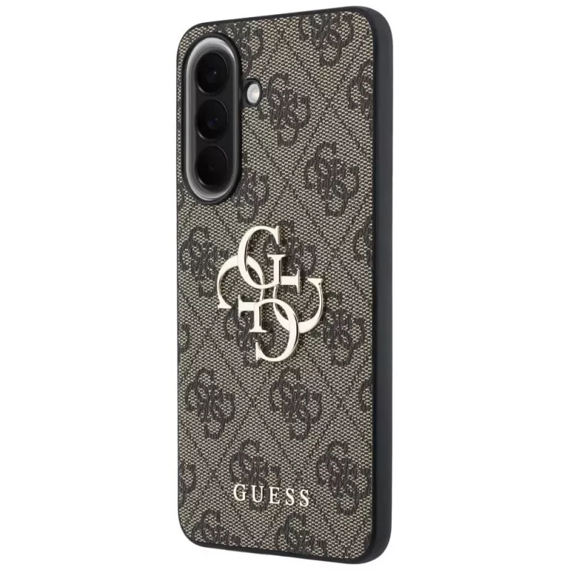 Guess Leather 4G Metal Logo Case für Samsung Galaxy A57 5G Braun