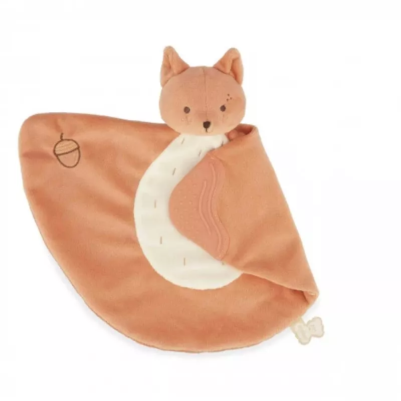 Kaloo Plume Grignoti Eichhörnchen Schmusetuch mit Silikon-Beißring, 23 cm