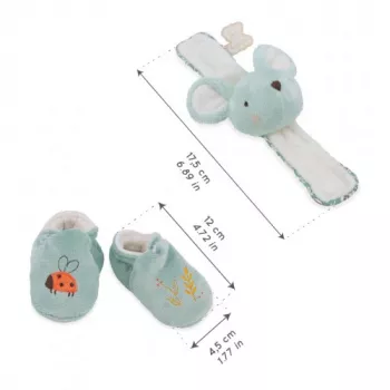 Kaloo 2-in-1 Geschenkset Maus (Rassel + Booties) Petites Chansons Kollektion