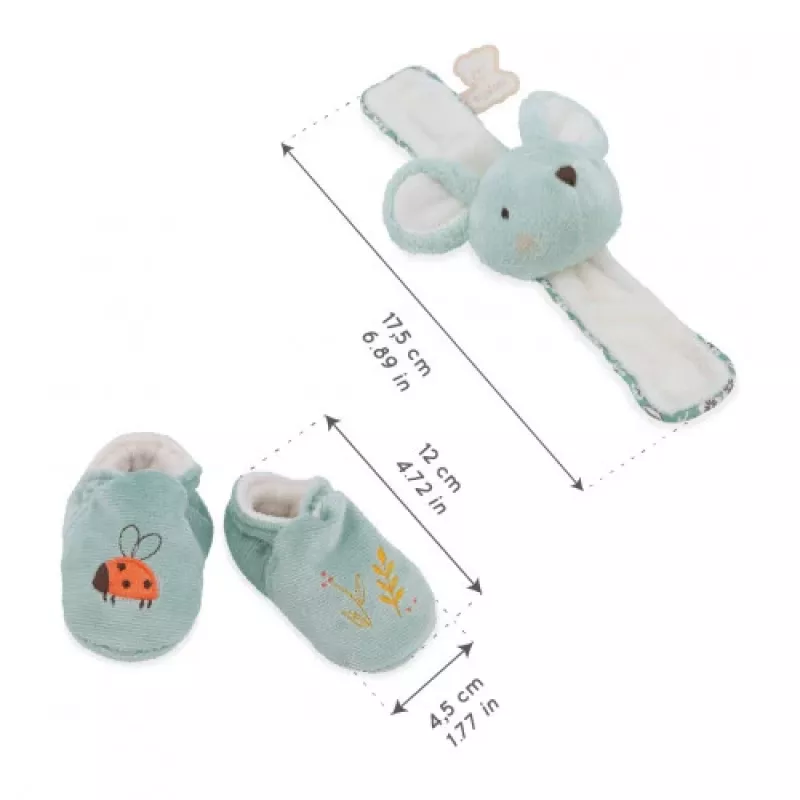 Kaloo 2-in-1 Geschenkset Maus (Rassel + Booties) Petites Chansons Kollektion