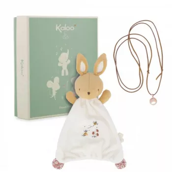Kaloo 2-in-1 Geschenkset Hase Kuscheltuch und Schwangerschafts-Bola-Halskette Petites Chansons