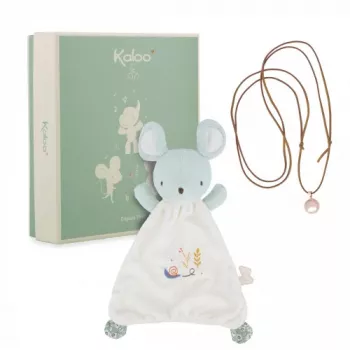 Kaloo 2-in-1 Geschenkset (Kuscheltuch + Schwangerschafts-Bola-Halskette) Maus Petites Chansons