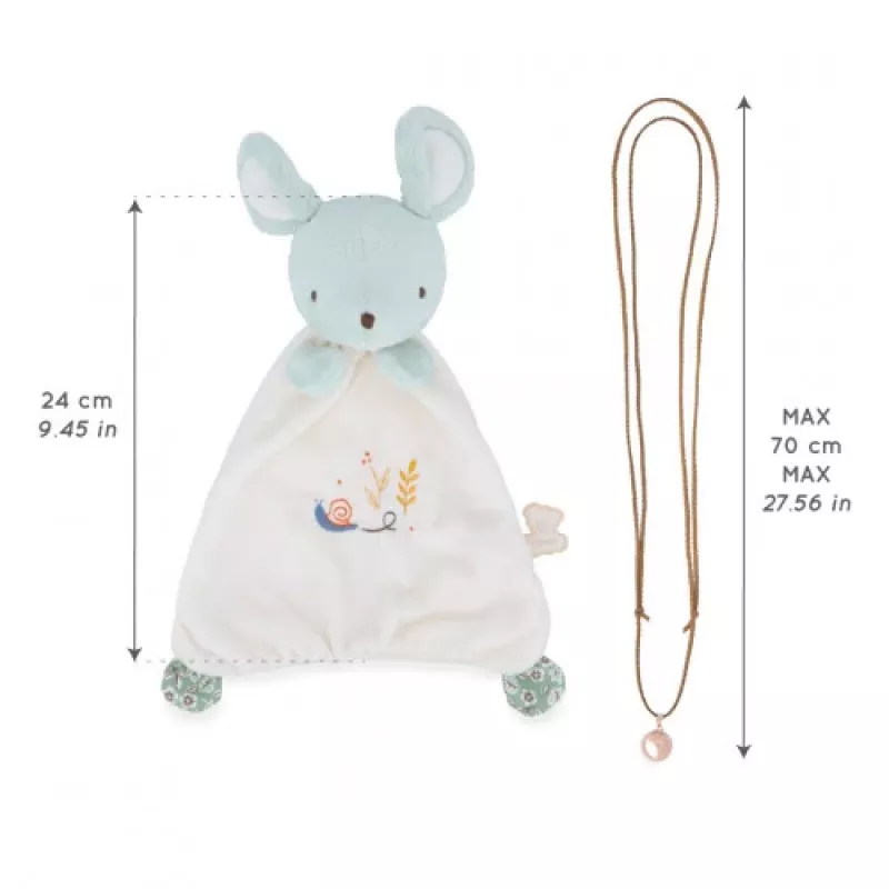 Kaloo 2-in-1 Geschenkset (Kuscheltuch + Schwangerschafts-Bola-Halskette) Maus Petites Chansons