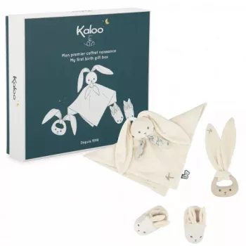Kaloo 3-in-1 Geschenkset Hase (Kuscheltuch + Beißring + Stiefeletten) Creme Lapinoo Kollektion