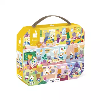 Janod Puzzle im Koffer Tagesablauf 24 Teile 3+ Made in France