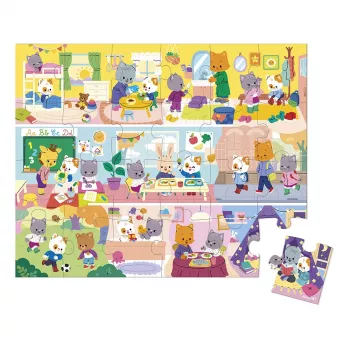 Janod Puzzle im Koffer Tagesablauf 24 Teile 3+ Made in France