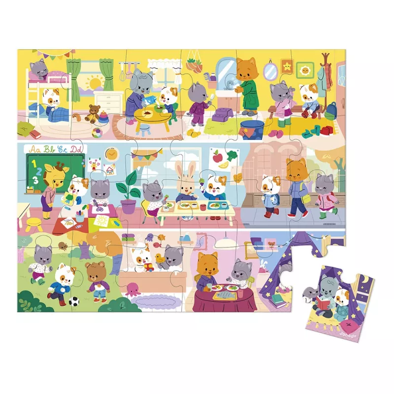 Janod Puzzle im Koffer Tagesablauf 24 Teile 3+ Made in France