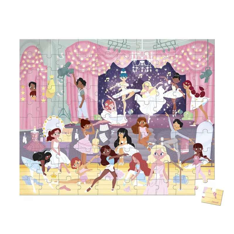 Janod Puzzle im Koffer Ballerinas 100 Teile 6+ Hergestellt in Frankreich