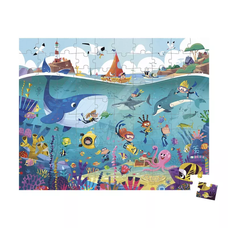 Janod Puzzle im Koffer Unterwasserwelt 100 Teile 6+ Hergestellt in Frankreich