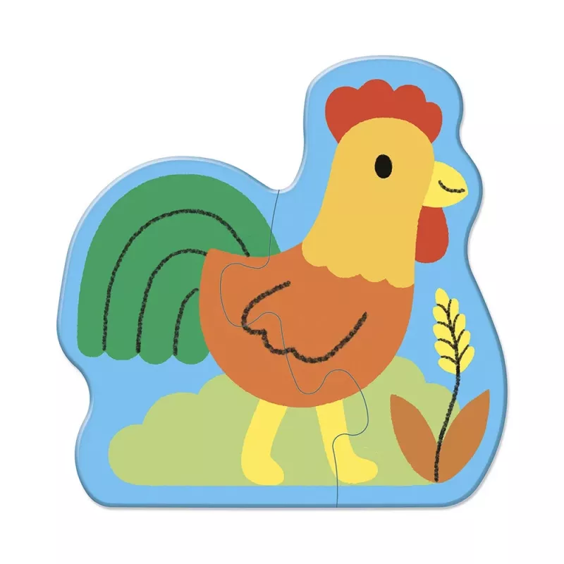 Janod Progressive Puzzle Set 5 Puzzles - 2, 4, 6, 8 and 10 Pieces Farm 2+