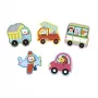 Janod Progressives Puzzle-Set mit 5 Puzzles - 2, 4, 6, 8 und 10 Teilen - Fahrzeuge 2+