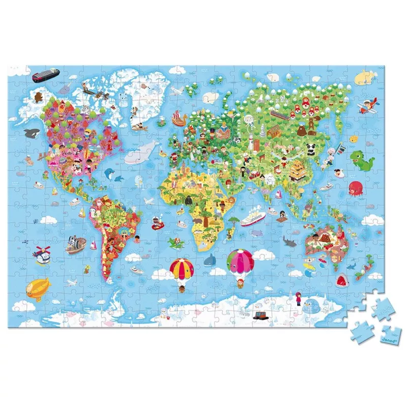 Janod Weltkarte Puzzle im Koffer 300 Teile