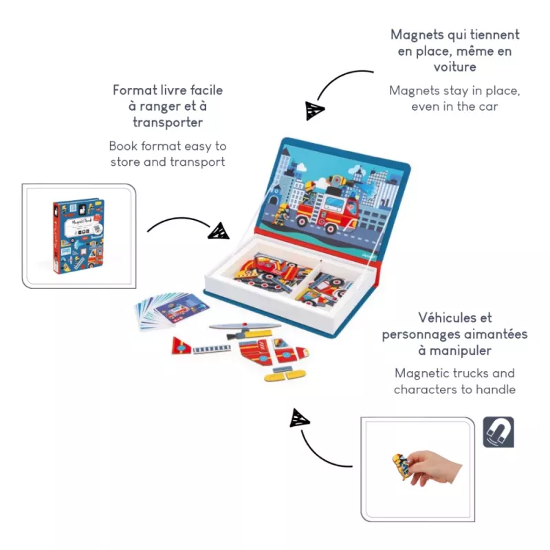 Janod Magnetibook Feuerwehr Magnetisches Kreativspiel-Set