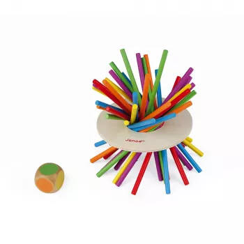 Janod Crazy Sticks Balancing Game - Holzgeschicklichkeitsspiel für 1-4 Spieler, mehrfarbig