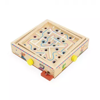 Janod Applepop Ball Maze Game - Magnetstift-Holzlabyrinth für Kinder ab 5 Jahren
