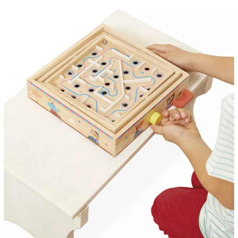 Janod Applepop Kugellabyrinth-Spiel – Holzlabyrinth mit Magnetstift für Kinder ab 5