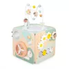 Janod Sweet Cocoon Multi-Activity Cube mit Perlenlabyrinth, Formensortierer, Abakus, Zahnrädern, Schiebeelementen, Drehblöcken, Stapelspiel - FSC-zertifiziertes Holz, Pastellfarben, Alter 18 Monate bis 3 Jahre