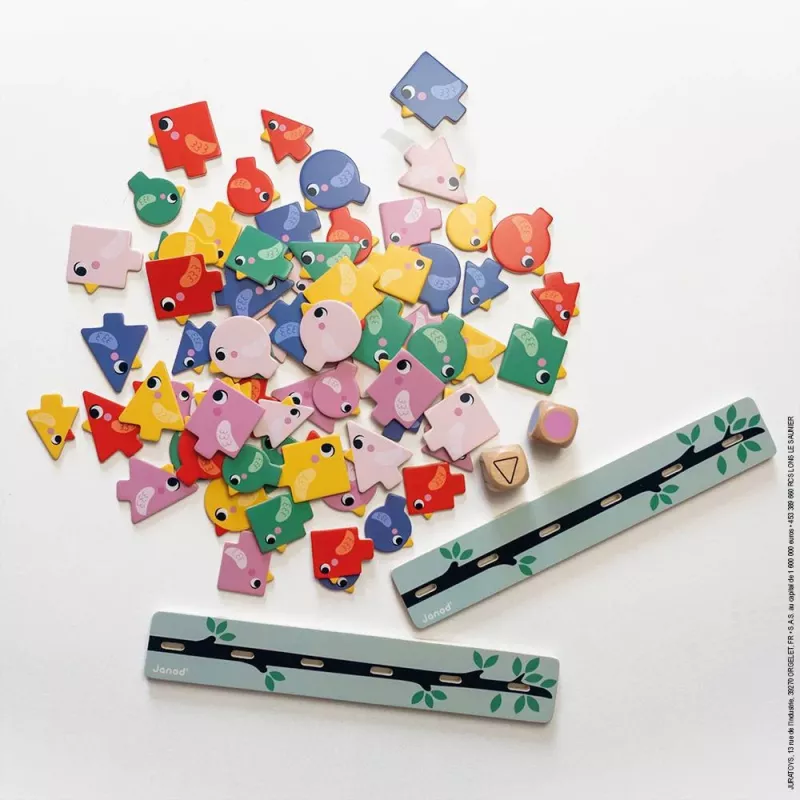 Janod Lernspielzeug Sortierspiel Formen, Farben und Größen Sortieren Vögel 2+